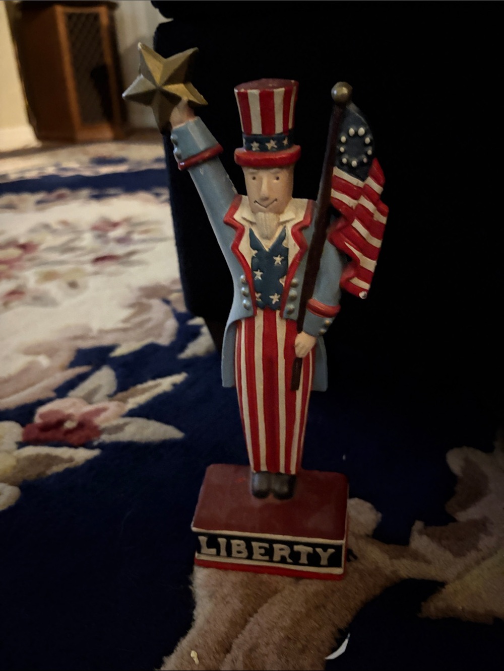 Patriotic Uncle Sam Figurine - Red, White & Blue